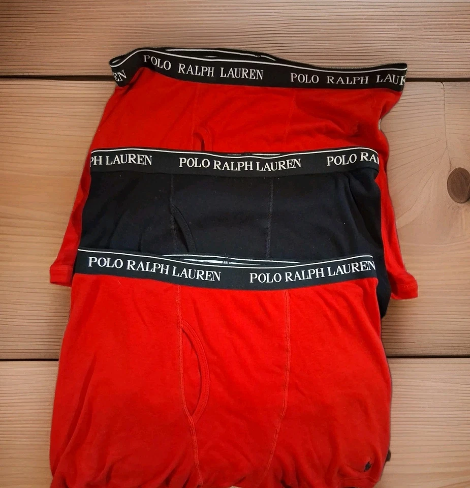 NUEVO Ralph Lauren Polo Boxer Calzoncillos Paquete de 3 Rojo Negro XL Foto 1 de 3