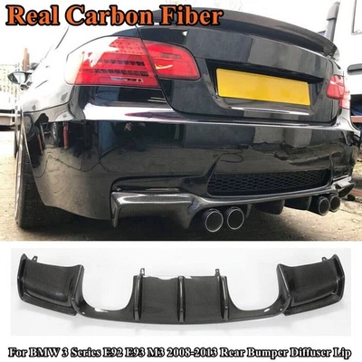 Labio difusor parachoques trasero fibra de carbono real para BMW Serie 3 E92 E93 M3 2008-2013 Foto 1 de 4