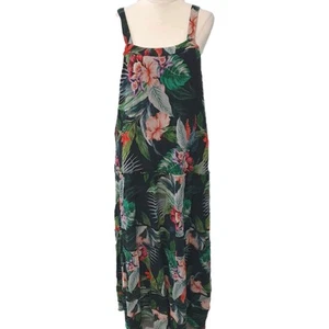 Maxi Vestido Witchery Talla 8 Negro Verde Floral Tropical Sin Mangas - Imagen 1 de 8