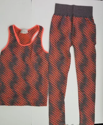 Workout Set for Women- Medium. Orange and Gray. - Image 1 of 4