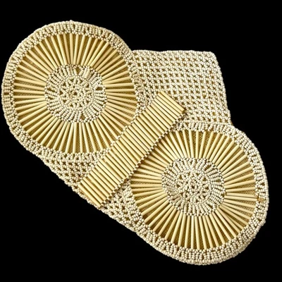 Antique 1930’s Flapper Handstrap Czech White Beaded Evening Purse Vintage Bag - Image 1 of 4