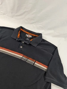 Harley-Davidson Polo Shirt Mens Xlarge Striped Black Embroidered Heavy Knit  - Picture 1 of 7