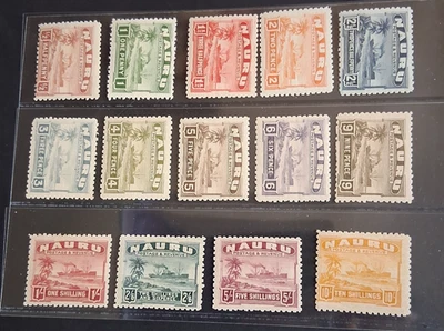 NAURU 1924 1/2d a 10s SG 26a - 39a Sc 17 - 30 Juego de cargueros 14 MLH Foto 1 de 2