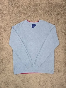 Tommy Bahama Men’s V-Neck Sweater Large Blue Cotton Cashmere Blend Pullover - Picture 1 of 9