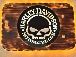 Harley Davidson Logo Schild Holzdeko Holzschild Reklame - Bild 1 von 2