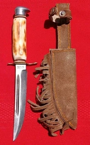 Vintage Hunting Knife Solingen Germany Hunting 5" Blade w/ Custom Sheath - Picture 1 of 15