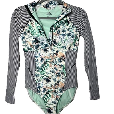 NWOT Prana White Bali Kesa Bodysuit One Piece Floral Size S UPF 50+ Orig $130 - Image 1 of 4