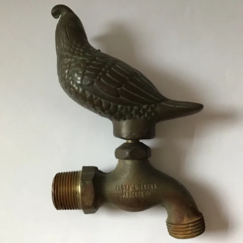 Antique Bronze Faucet Bird Handle Vintage Rare Cover