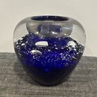 Royal Limited Crystal Hand-Blown Bubble Glass Cobalt Blue Votive Holder w/ Tags