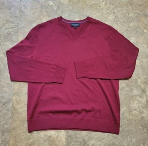 Banana Republic Factory Merinowolle Pullover Herren Große L Rot Langarm V-Ausschnitt  - Bild 1 von 7