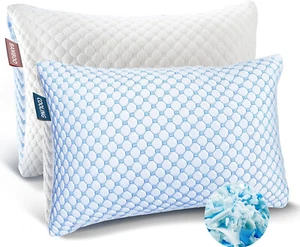 Cooling Shredded Memory Foam Pillow Gel Infused Cool Pillow Adjustable Height - Picture 1 of 17
