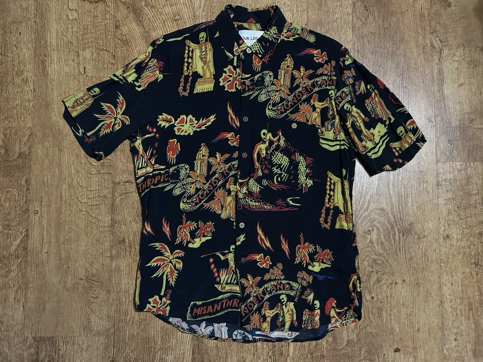 OUR LEGACY RARE SHORT SLEEVE SHIRT WITH MISANTHROPIC WONDERLAND PRINT, SIZE: 46  - Image 1 of 4