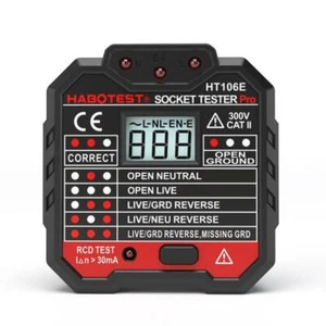 HT106E Digital Buchse Tester Polarität Phase Prüfung Spannungsdetektor RCD Test UK P - Bild 1 von 4