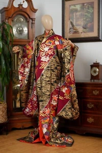 DEAR VANILLA JAPANESE SILK KAKESHITA WEDDING KIMONO WOMEN'S JAPAN MADE VINTAGE - Picture 1 of 10
