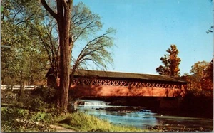 Postal Bennington Vermont Henry Puente Cubierto Otoño Paisaje De Colección UNP - Imagen 1 de 2