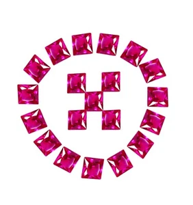 Lote de 20 piezas de rubí rojo natural de 6 mm piedras preciosas sueltas certificadas corte cuadrado W256 - Imagen 1 de 12