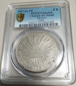 :1897 Zs83 FZ 8 REALES MEXICO RADIANT CAP KM# 377.13 PCGS AU-DETAIL HIGH-GRADES - Picture 1 of 3