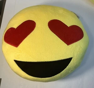 Emoji Love Hearts Yellow Plush Pillow 12" - Picture 1 of 5