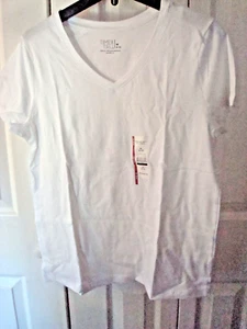 Camiseta Damas Blanca Cuello en V Talla Grande (12-14) 100% Algodón Pima NUEVA - Imagen 1 de 2