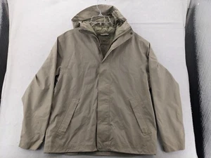 LL Bean Jacket Mens Large Beige Full Zip Up Hoodie Windbreaker Coat - Picture 1 of 13