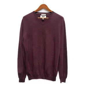 Maglione uomo Joseph Abboud 2XLT scollo a V marrone 100% lana merino preppy business - Foto 1 di 8