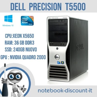 Workstation DELL PRECISION T5500 Intel Xeon X5650 Ram 36gb SSD 240gb QUADRO 2000 - Immagine 1 di 3