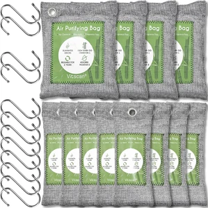 12 Pack Bamboo Charcoal Air Purifying Bag, Activated Charcoal Bags Odor Absorber - Picture 1 of 12