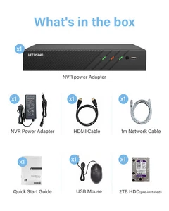 US Hitosino 8CH 8POE 8MP 4K NVR 1U Bewegungserkennung 2TB Netzwerk Videorecorder - Bild 1 von 8