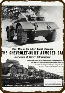 1944 CHEVY WWII Army Armored Car Vintage-Look DECORATIVE REPLICA METAL SIGN - Picture 1 of 1
