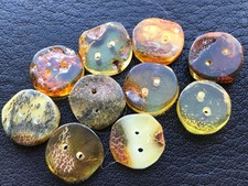 Natural Baltic amber- Designer buttons- Lot 10 Grand- Diameter of 14-16 mm.A9