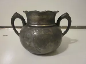ANTIQUE SILVER PLATE LARGE SUGAR BOWL FLORAL DESIGN #1419 FORD SILVER PLATE CO - Picture 1 of 4