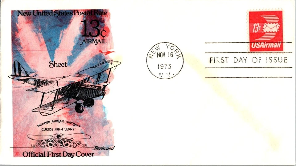 Curtis Jenny Air Mail 13 cent First Day FDC - Fleetwood Scott C79 - unaddressed - Image 1 of 1
