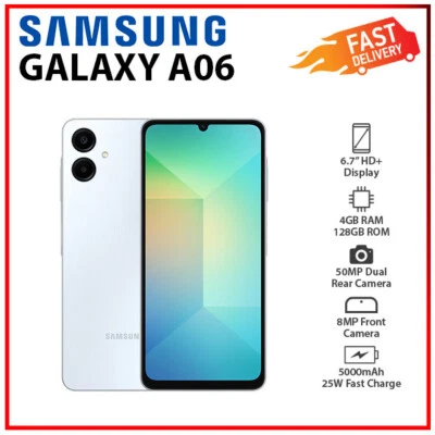(New) Samsung Galaxy A06 4GB+128GB BLUE Dual SIM Unlocked Android Cell Phone - Image 1 of 4