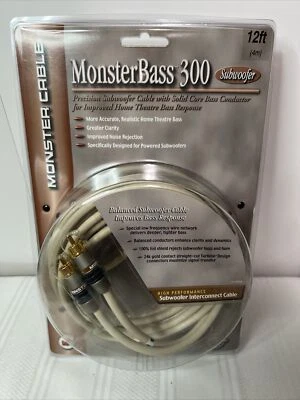Monster Cable Bass 300 Subwoofer Cable 12ft 4M Subwoofer Interconnect Cable New - Image 1 of 4