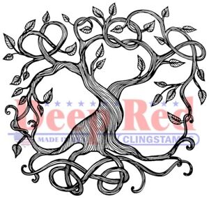 Deep Red Stamps Tree of Life Rubber Cling Stamp