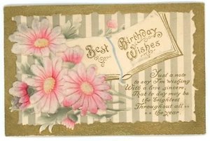 Best Birthday Wishes Thick Embossed Daisy Postcard - Picture 1 of 2