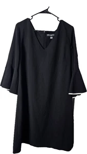 Vestido Karl Lagerfeld Paris 16 Negro Manga Campana LBD Profesional Negocios Informal - Imagen 1 de 15
