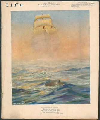 Life Magazine October 3 1918 WWI Ship Cover~Women's Suffrage~Gibson Art - Image 1 of 4