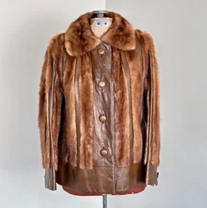 Giubbotto bomber pelliccia Mannis taglia media vintage anni 70 pelle pelliccia corto bomber jacket - Foto 1 di 9