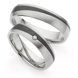 Eheringe Trauringe *TITAN CARBON INKL. BRILLANT + GRAVUR* Freundschaftsringe - Bild 1 von 9