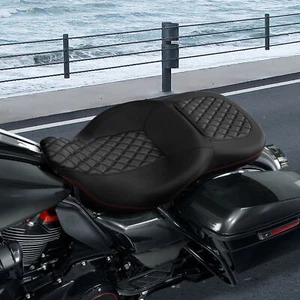 Black+Red Driver Passenger Seat Fit For Harley Electra Street Glide 2009-2023 - Picture 1 of 15