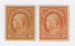 1912 US SC 416a Benjamin Franklin Color Variety Set of 2 - MH Mint VF/XF - Picture 1 of 3