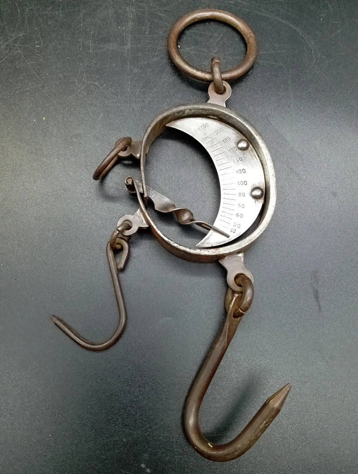 Ancien PESON du XIXe 200Kg en FER FORGE et LAITON - Photo 1/4