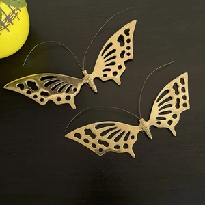 Vintage MCM Brass Butterflies Hanging Wall Decor Set of 2 - Picture 1 of 7