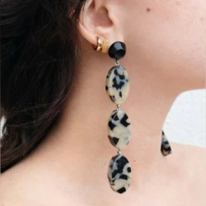 Rachel Comey Bond Drop Earring Dalmation Anthropologie Gray Black Dangle Jewelry - Picture 1 of 9