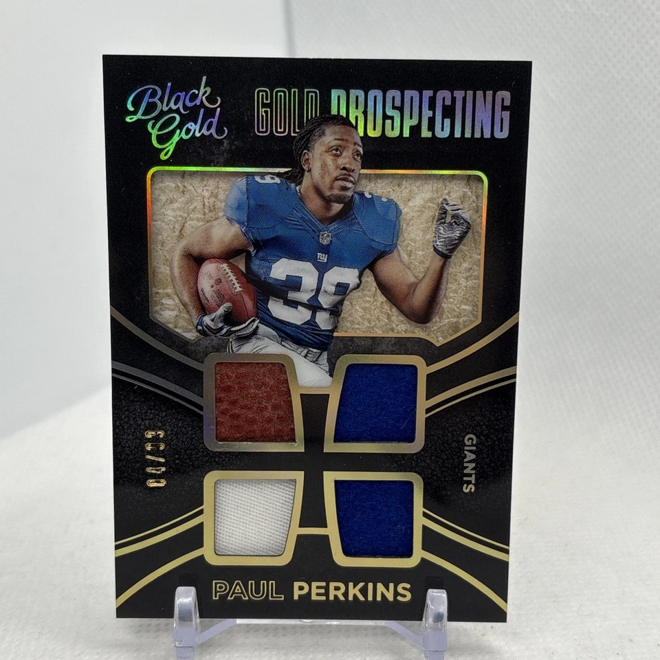 2016 Black Gold Prospecting Quad Materials Prime /99 Paul Perkins Rookie RC - Image 1 of 4