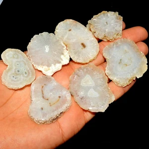 7 Pcs 549 Cts Natural Solar Quartz Druzy Loose Gemstone Lot 44x32 34x30mm #3524 - Picture 1 of 4