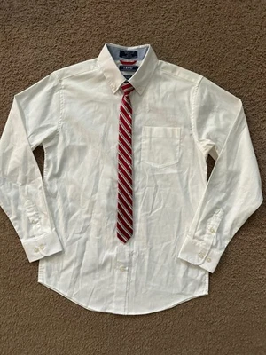 Izod 男孩白色正装衬衫上衣带绑带 L 14 16 — 第 1/2 张图片