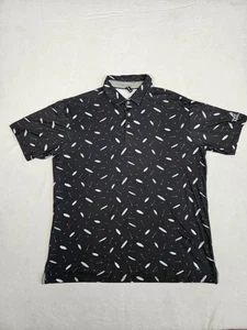 Anderson Ord Polo Shirt Medium Black White Surf Boards Print Performance XXL - Picture 1 of 9