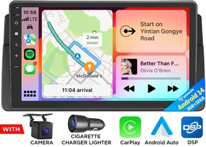 Android 14 Apple Carplay Car Stereo Radio GPS For BMW E46 M3 318/320/325/330/335 - Picture 1 of 22